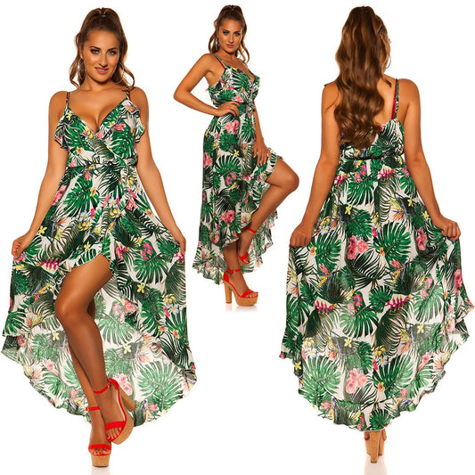 Long V-neck floral dress