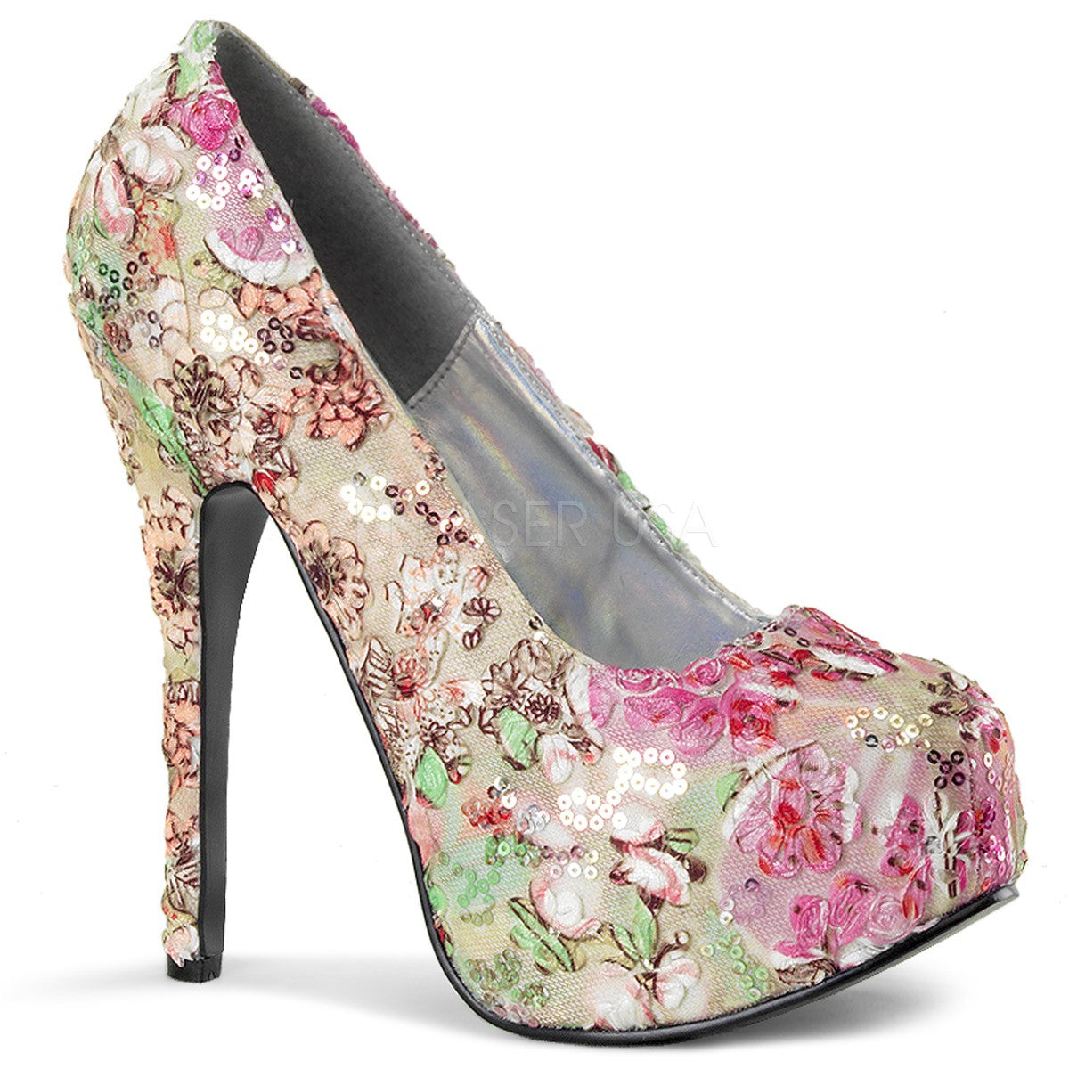 Sexy Scarpe in fantasia a fiori Tacco 14 cm, Pleaser Shoes