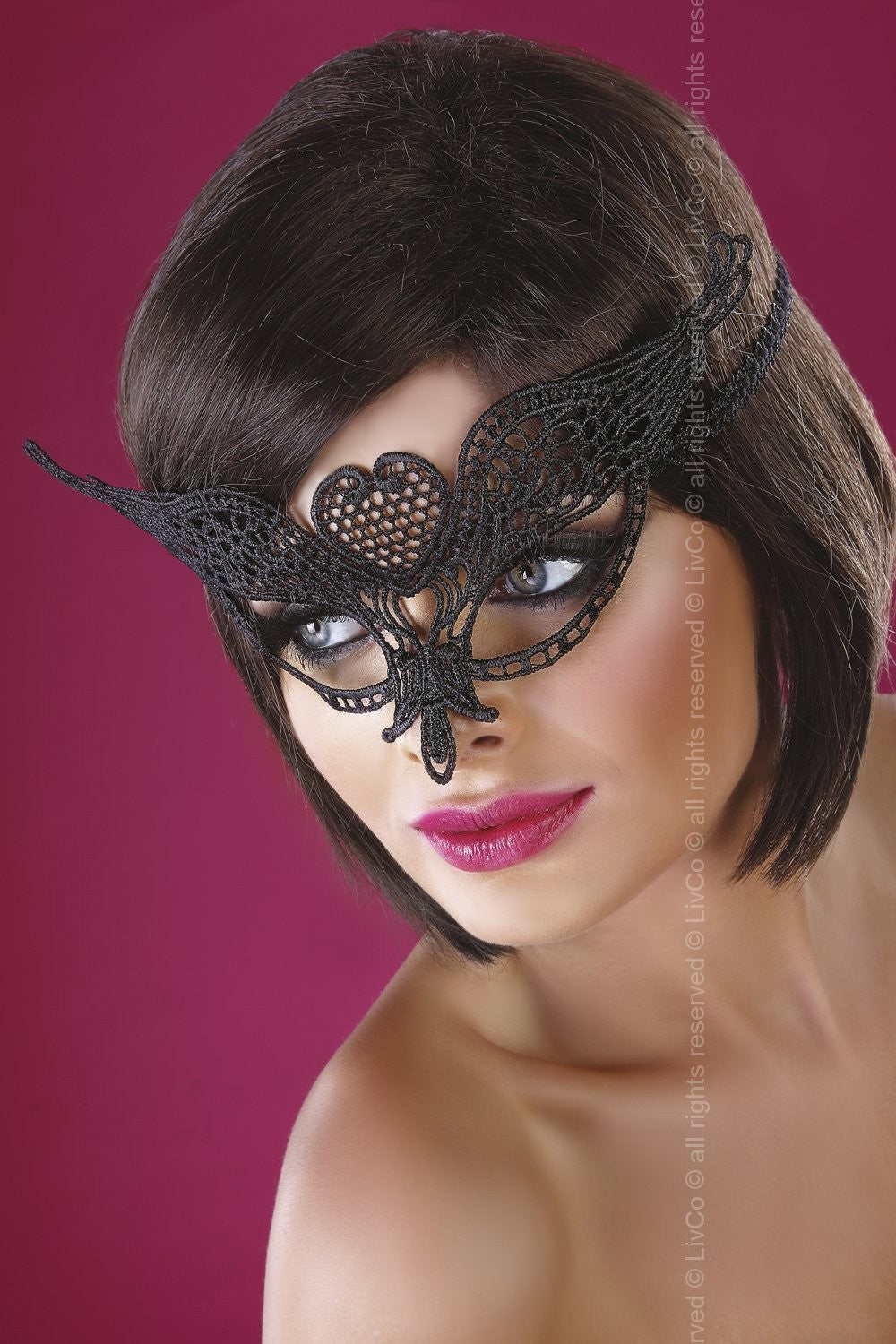Sexy Mascherina in pizzo nero ricamato, Livco Fashion