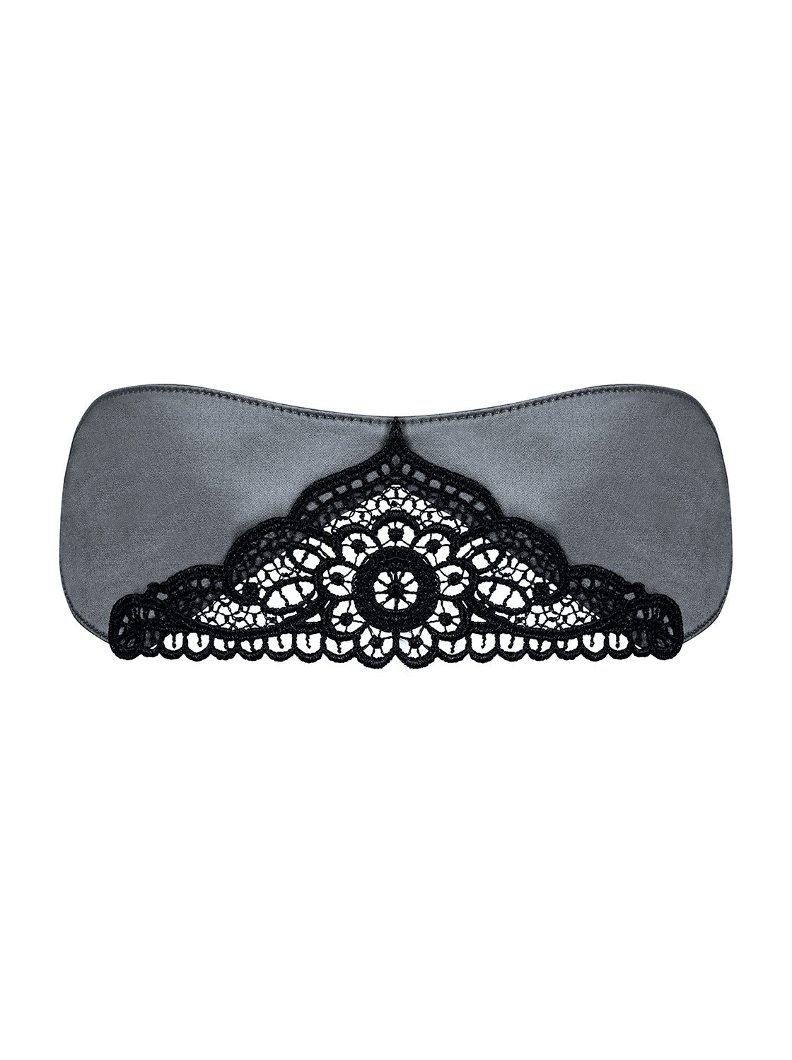 Sexy Mascherina in raso grigio con inserto in pizzo nero