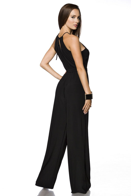 Tuta donna nera senza maniche in lycra elastica