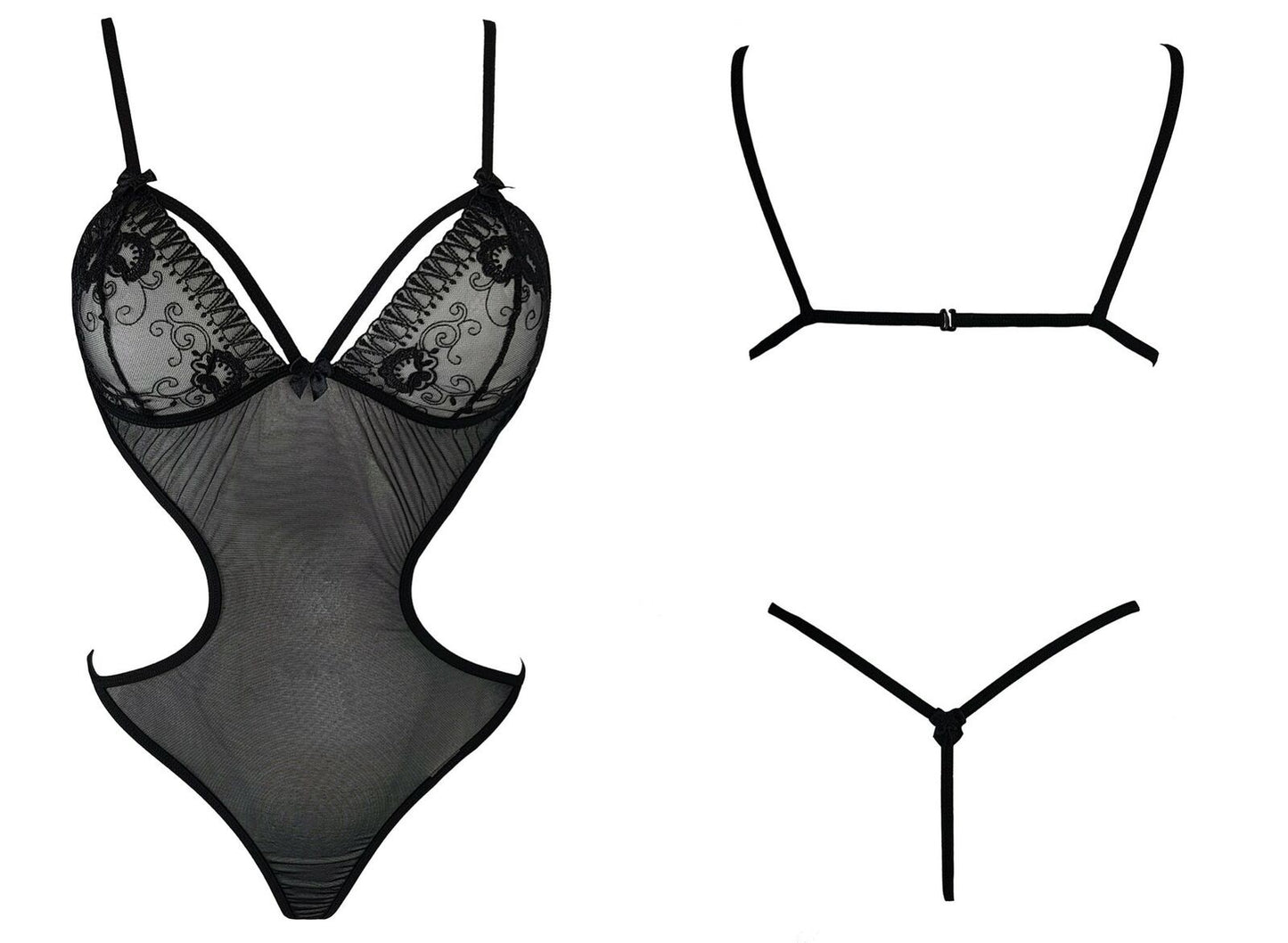 Sexy Body intimo nero in tulle e pizzo Anais Lingerie