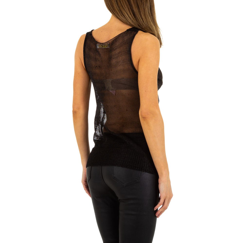 Top glitter trasparente con scollo a V
