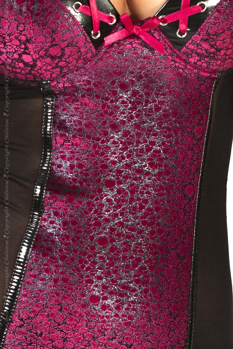 Sexy Chemise fuchsia e nera con Reggicalze e Perizoma