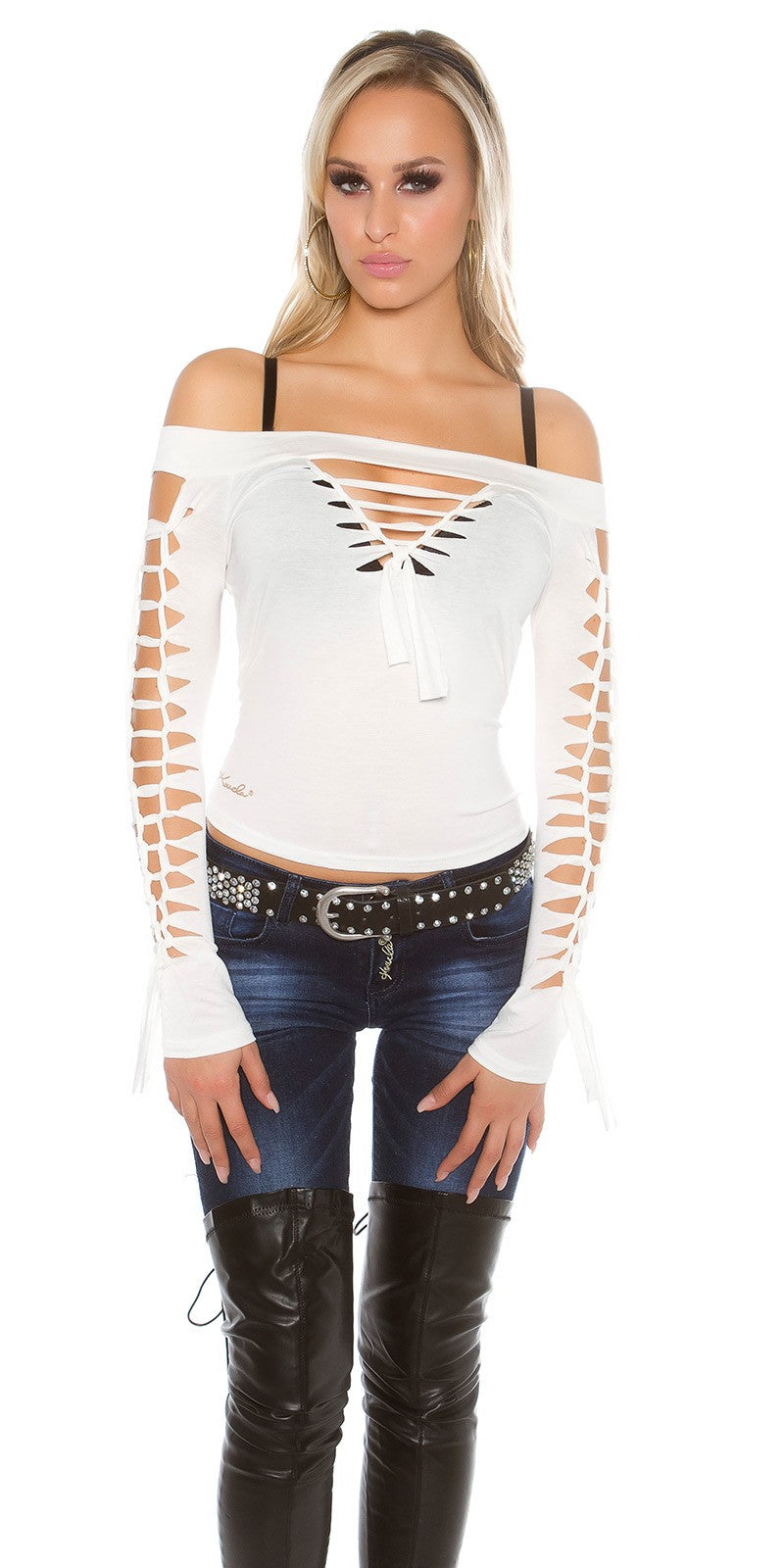 Sexy Maglietta con stringature Taglia Unica - Moda Donna