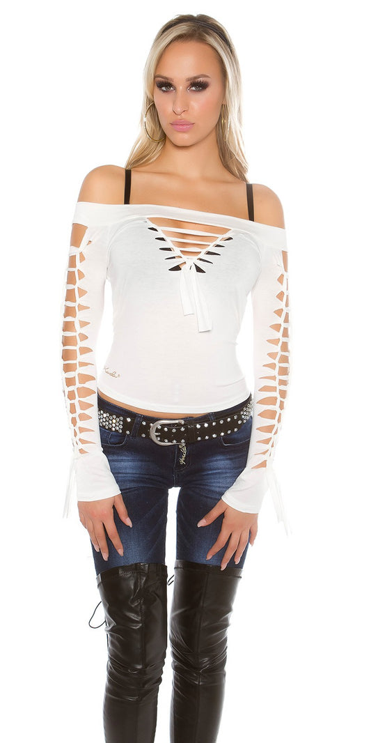 Sexy Maglietta con stringature Taglia Unica - Moda Donna