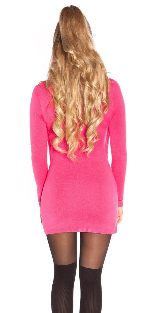 Sexy abito corto rosa fuchsia con scollatura drappeggiata taglia unica