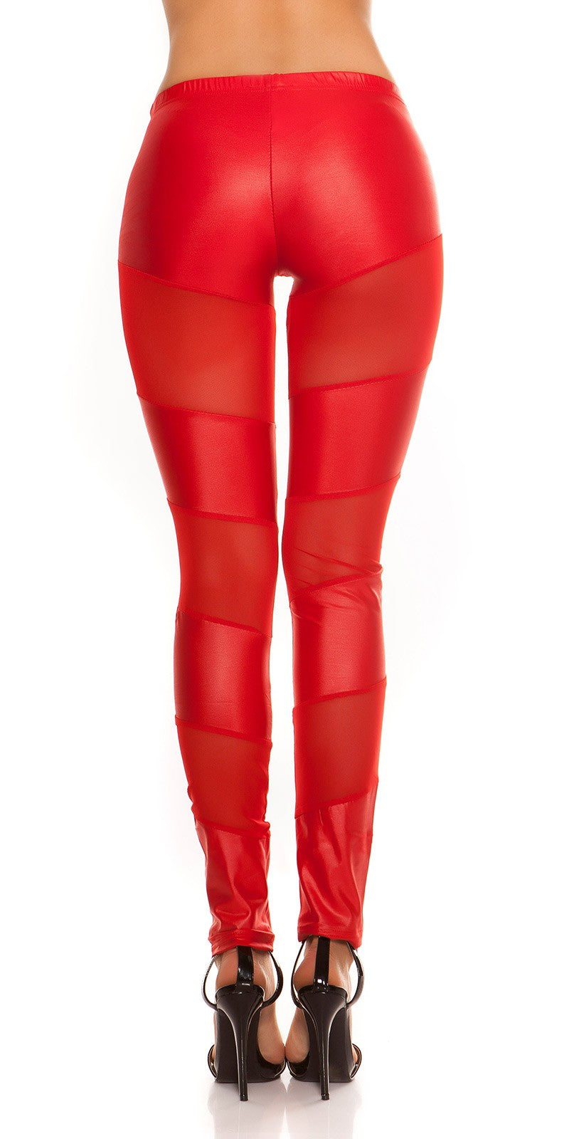 Leggings in tessuto lucido e rete