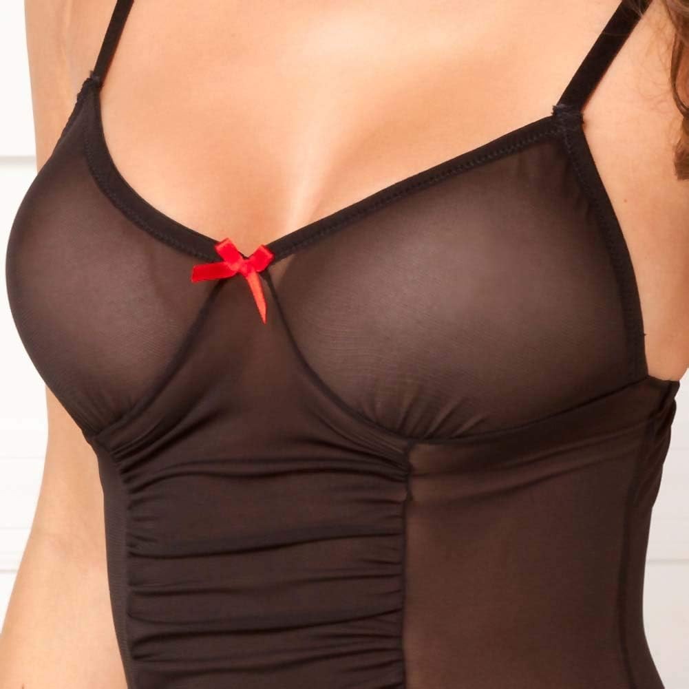 Sexy Chemise nera con Reggicalze e Perizoma by Rene' Rofe'