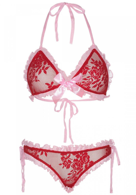 Sexy completino intimo rosso Reggiseno e Mutandine