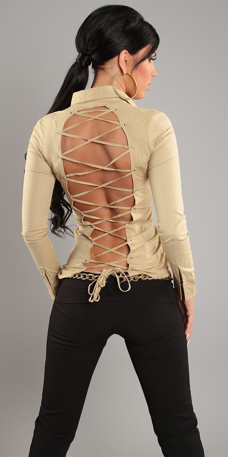 Sexy camicetta donna con stringatura posteriore