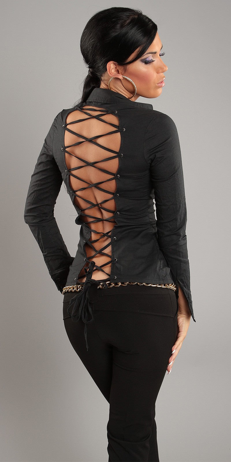 Sexy camicetta donna con stringatura posteriore
