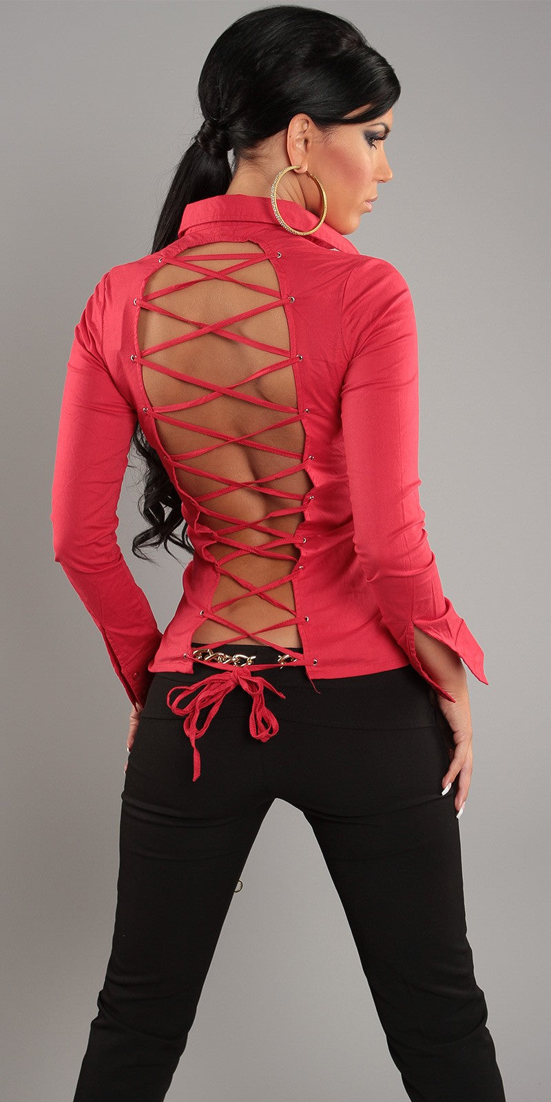 Sexy camicetta donna con stringatura posteriore