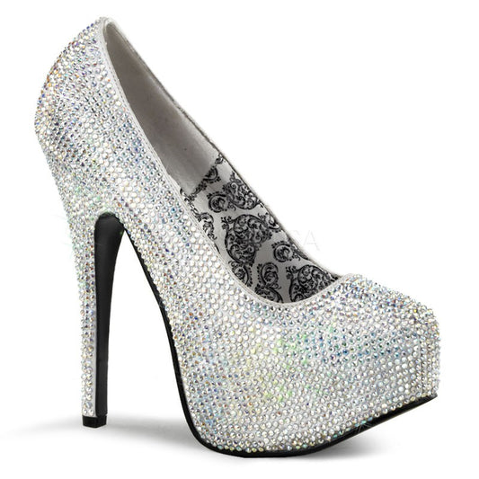 Eleganti scarpe decollete' rivestite in strass con plateau, Pleaser Shoes
