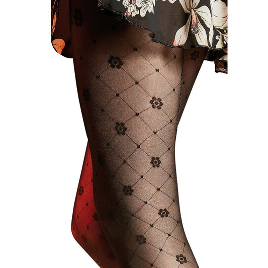 Sexy Collant neri velati con fiorellini 40 den, Gatta Hosiery