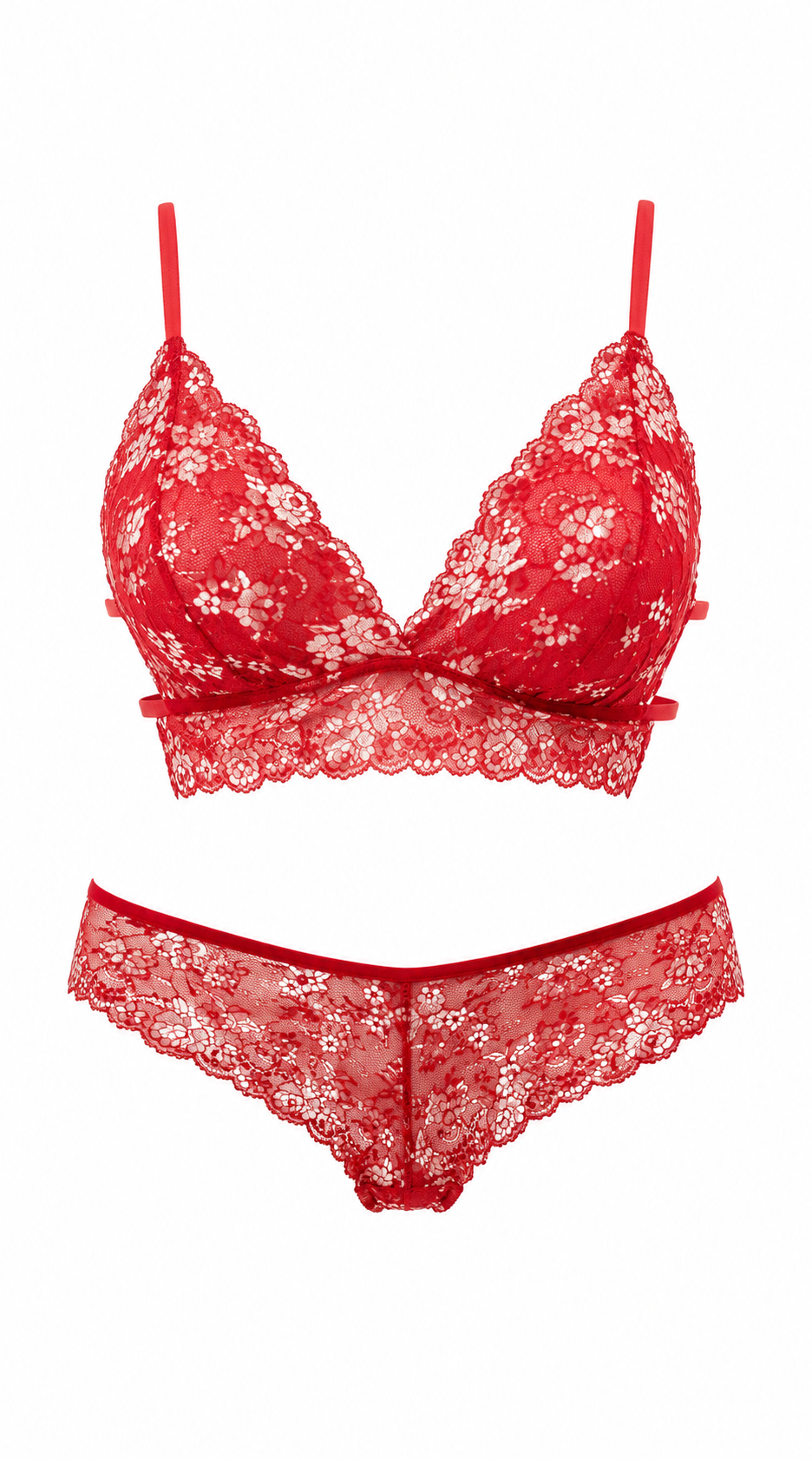 completino rosso in pizzo sensuale composto da reggiseno e slip