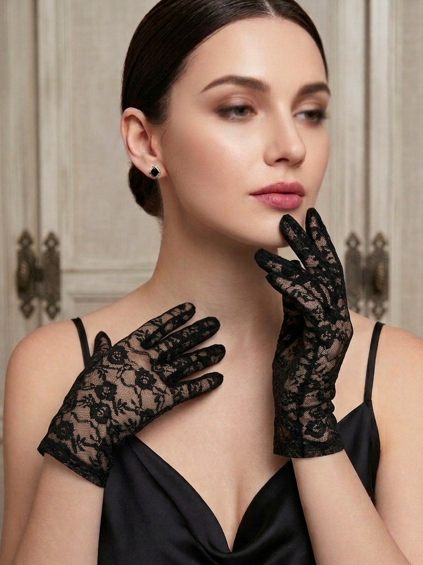 Guanti Corti in Pizzo Floreale Eleganti – Rosanerastore