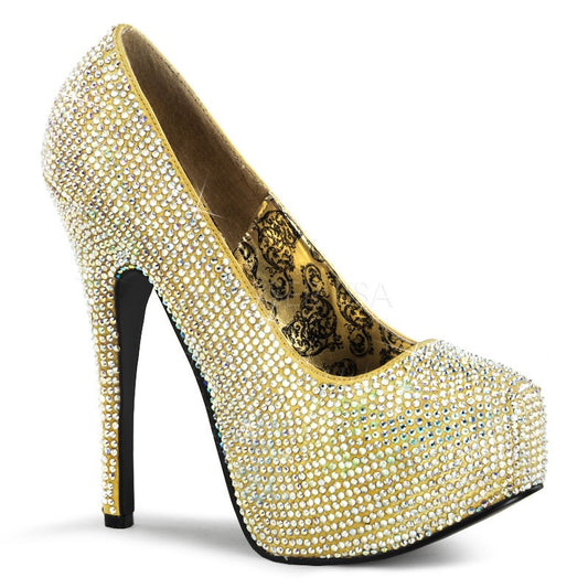 Eleganti scarpe decollete' rivestite in strass con plateau, Pleaser Shoes