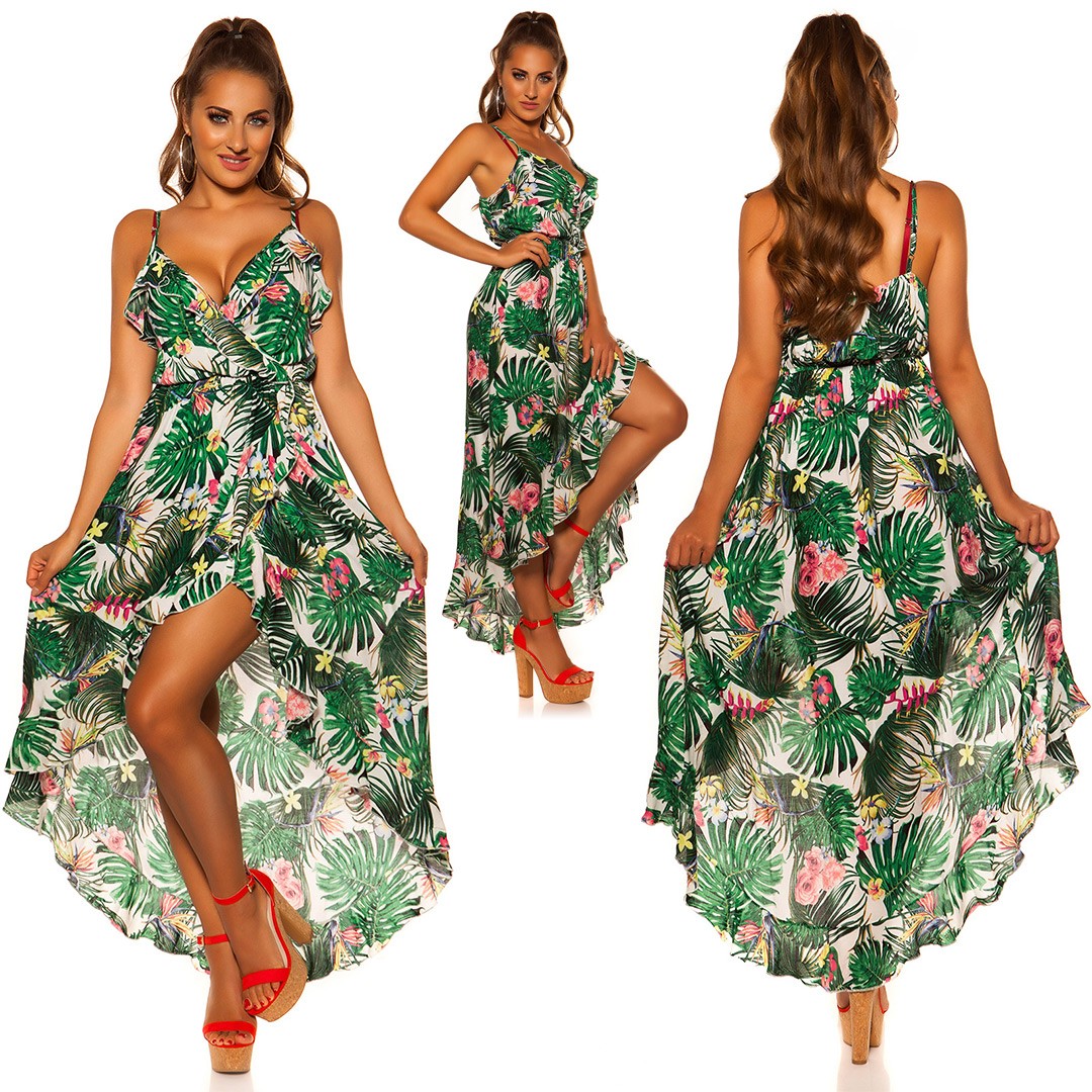 Long V-neck floral dress