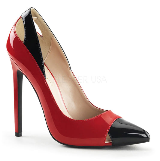 Scarpe donna Rosse lucide con rifiniture nere, Pleaser Shoes