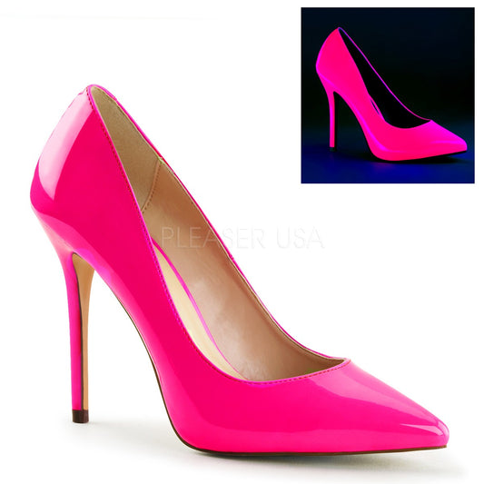Scarpe décolleté lucide rosa neon, tacco 12 cm, Pleaser Shoes