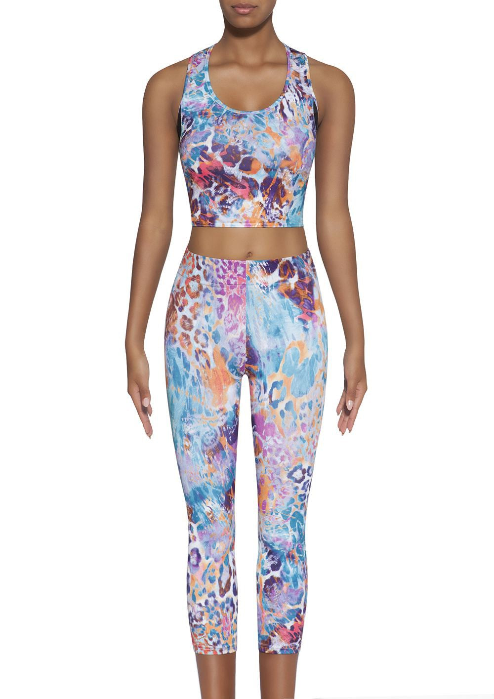 Top donna in lycra in fantasia multicolor, Bas Bleu Fitness