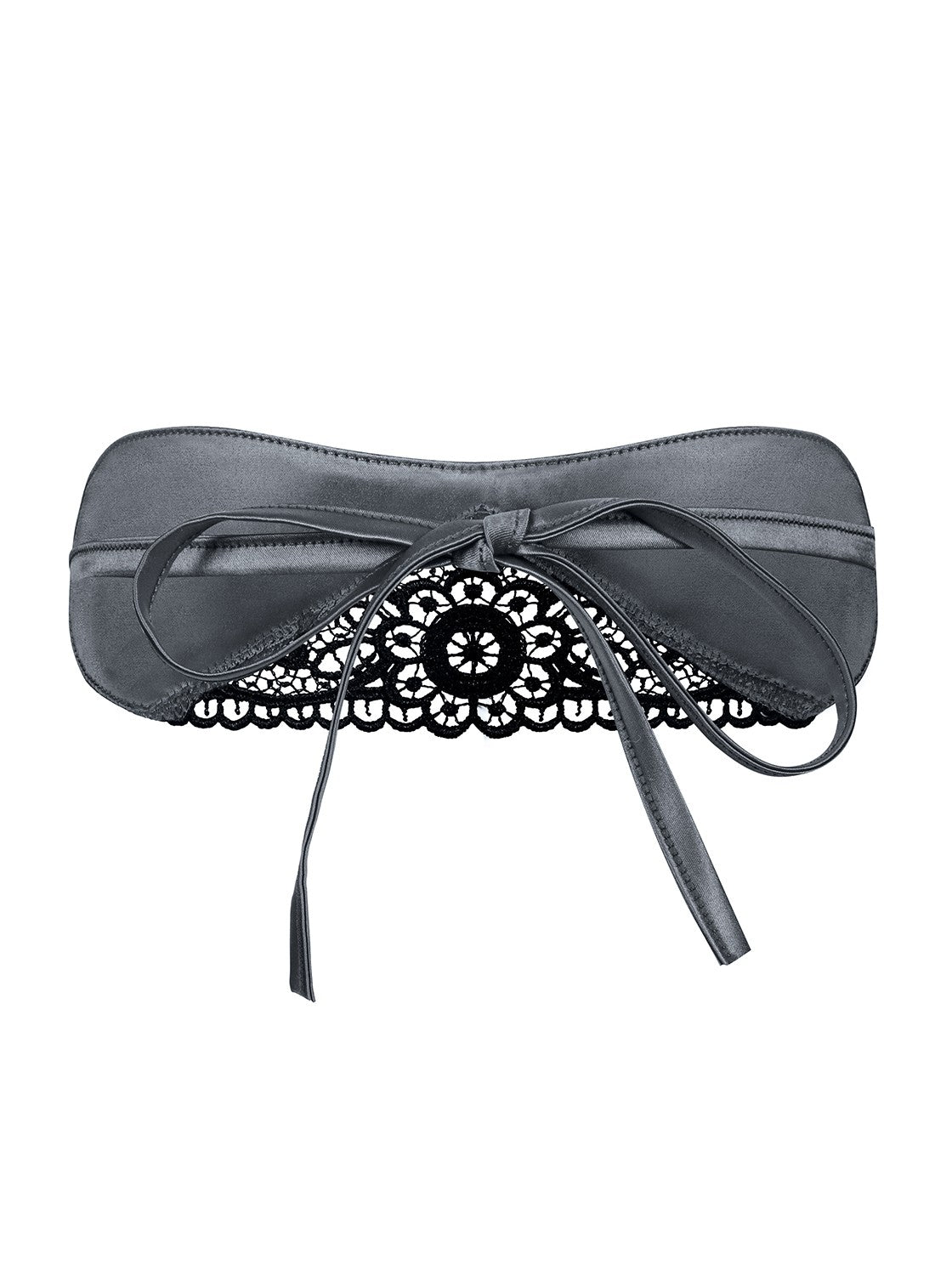 Sexy Mascherina in raso grigio con inserto in pizzo nero