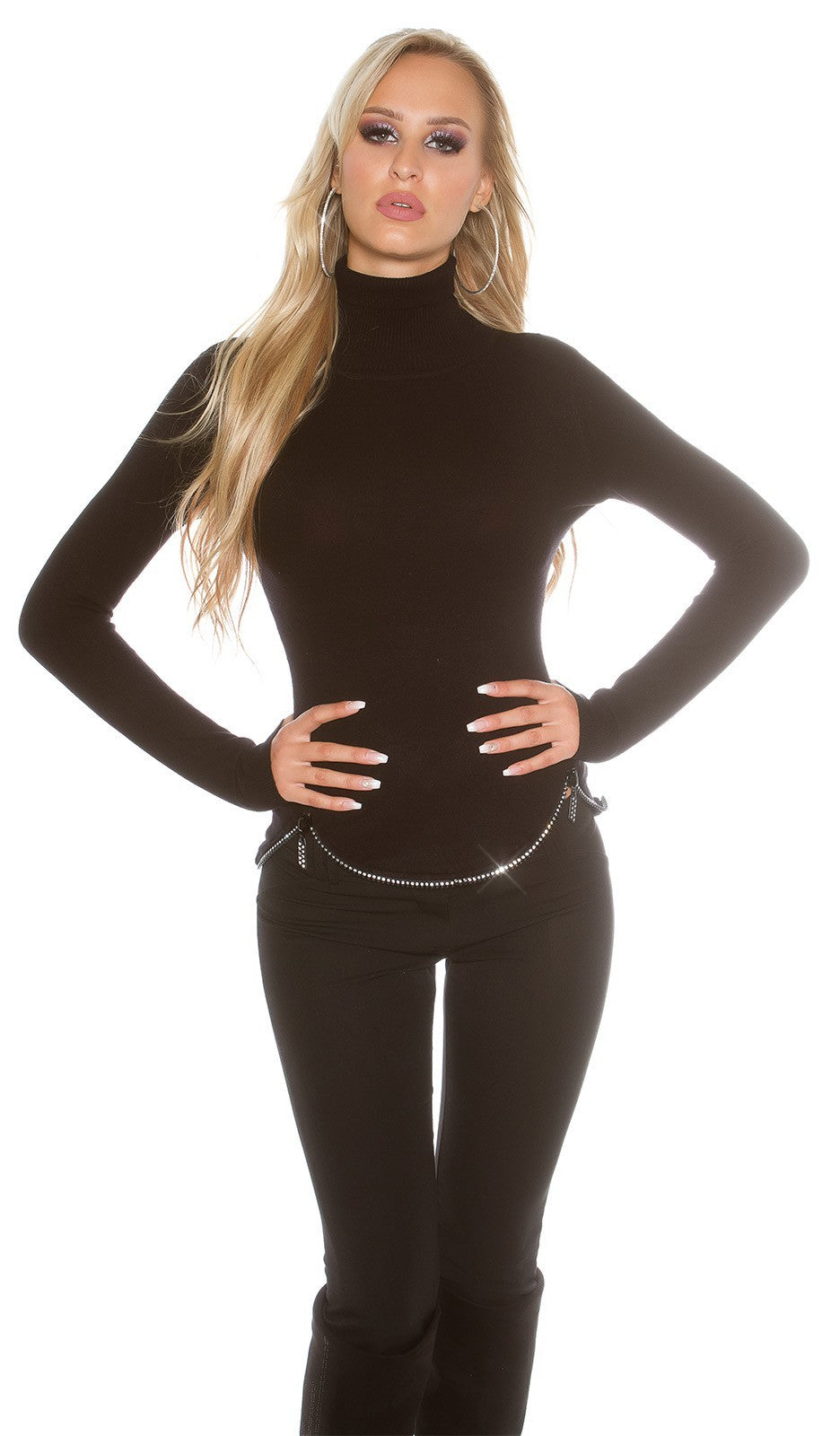 Maglioncino donna a collo alto con zip taglia unica 38/42