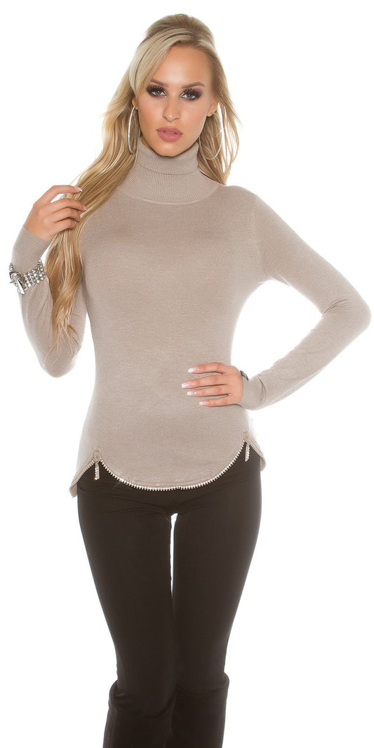Maglioncino donna a collo alto con zip taglia unica 38/42