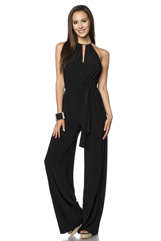 Tuta donna nera senza maniche in lycra elastica