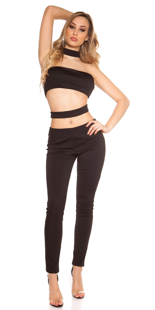 Sexy Tuta nera con zip posteriore taglia unica