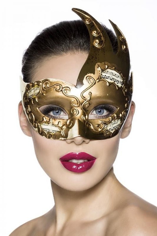 Maschera color bronzo lucido con inserti 'note musicali'