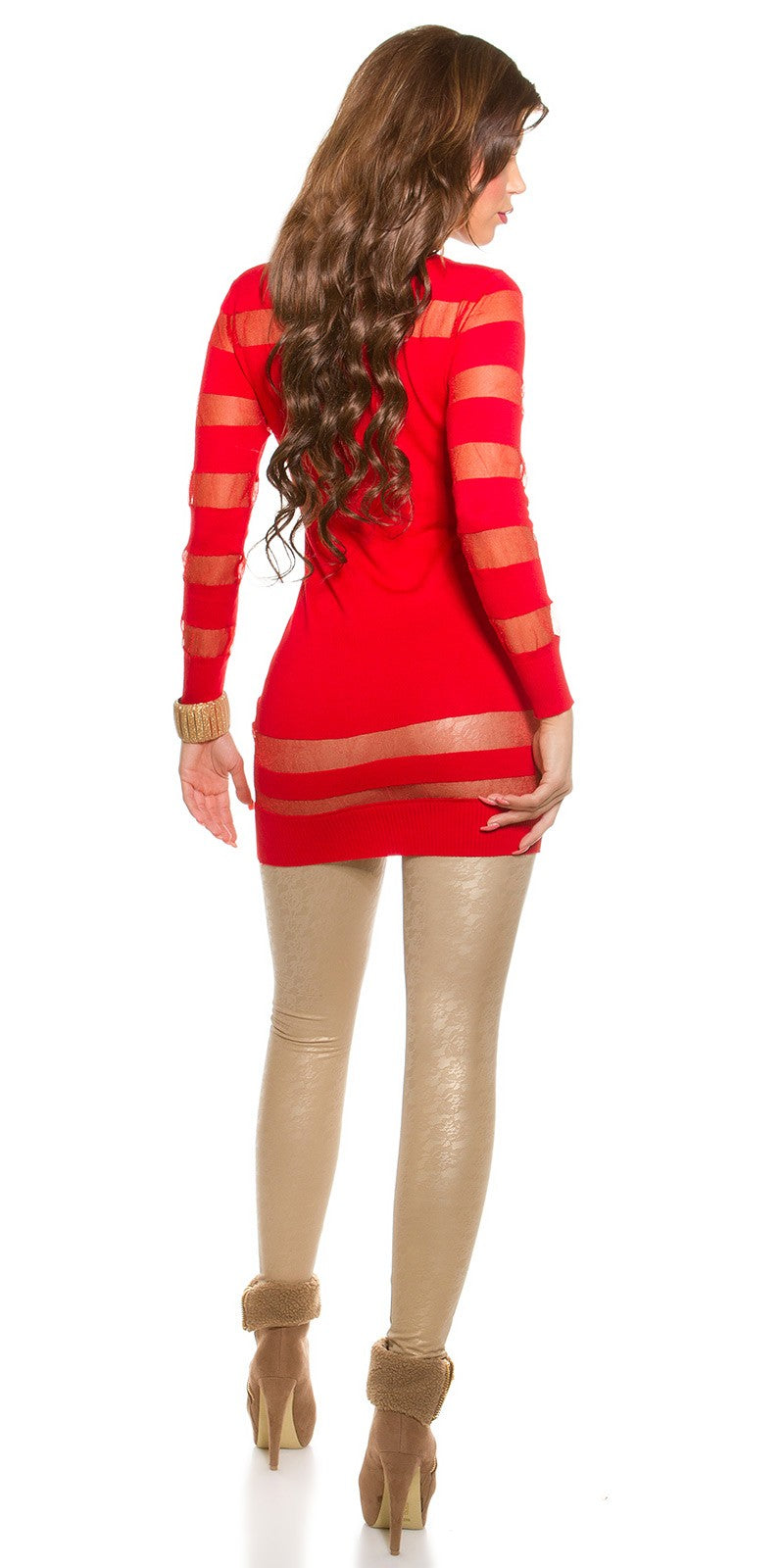 Maglioncino donna lungo  con inserti trasparenti glitter taglia unica