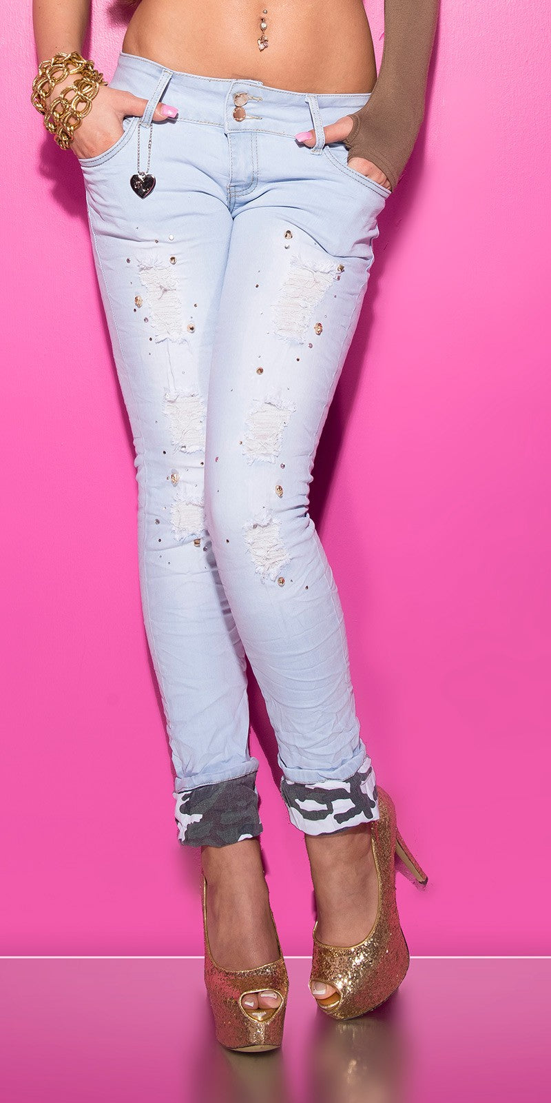 Jeans Donna Vita Bassa con Strappi - Collezione Street Style