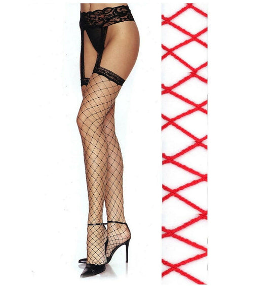 Sexy Calze ROSSE a rete con reggicalze in pizzo