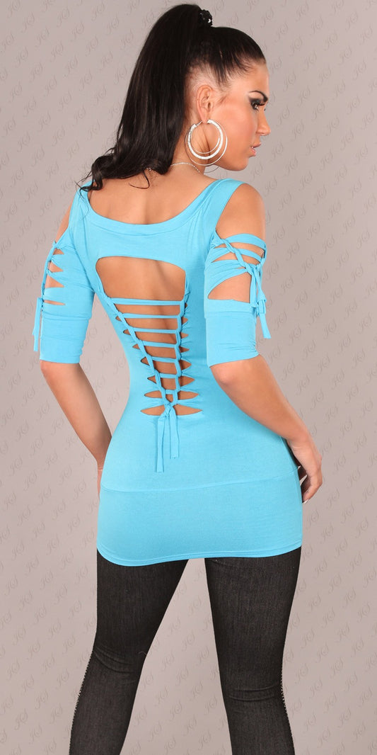 Maglietta donna con strappi taglia unica
