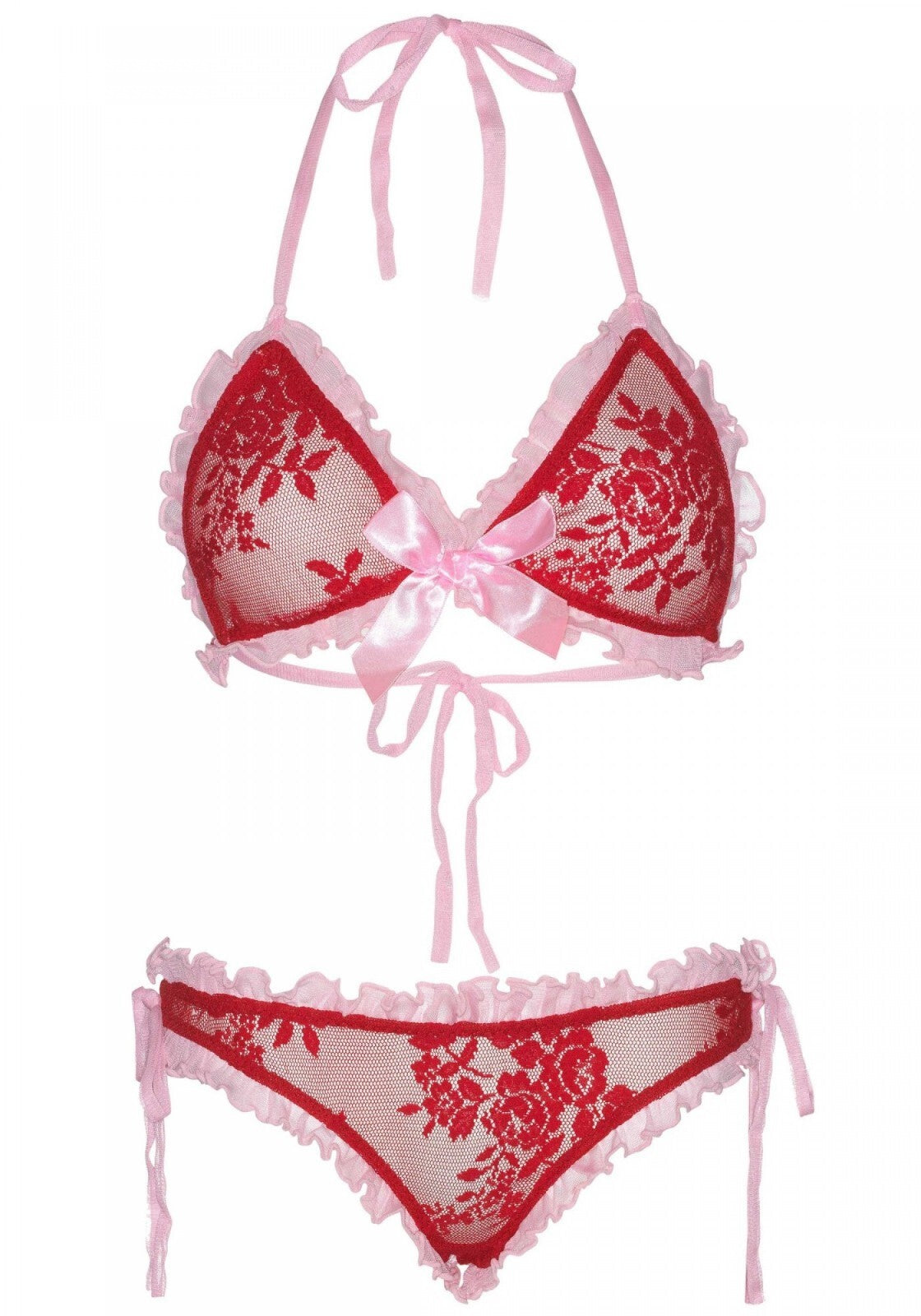 Sexy completino intimo rosso Reggiseno e Mutandine