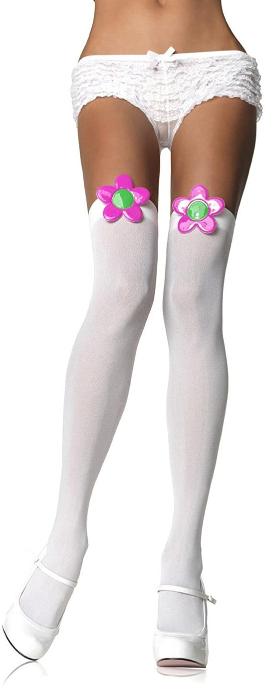 Sexy Calze Parigine bianche con fiore, Leg Avenue Lingerie