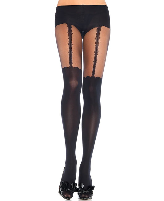 Sexy Collant neri con disegno reggicalze, Leg Avenue