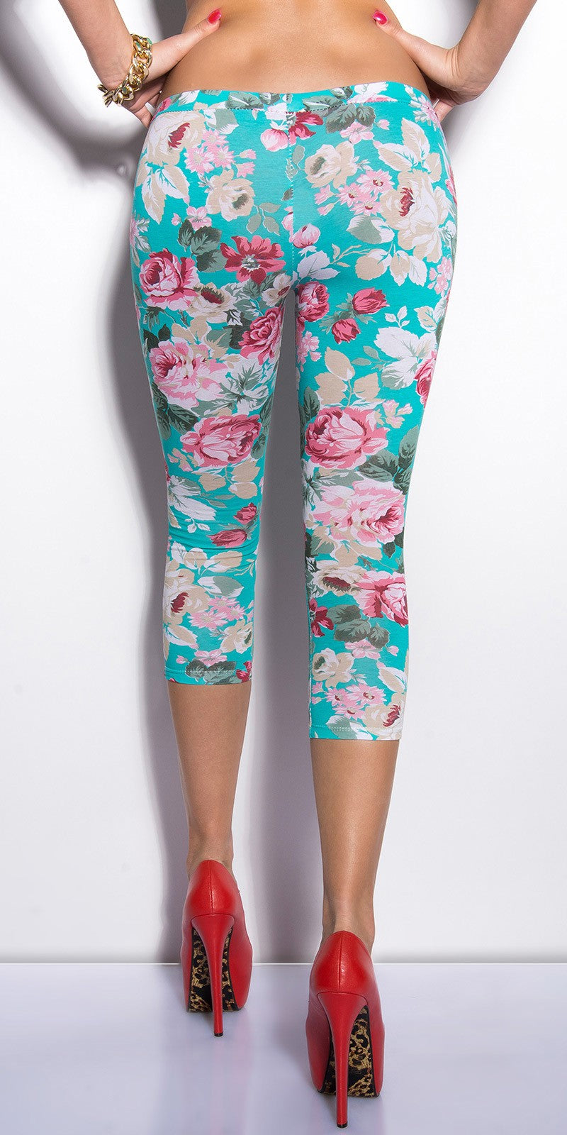 Leggings Capri Floreali in Cotone Elasticizzato Donna