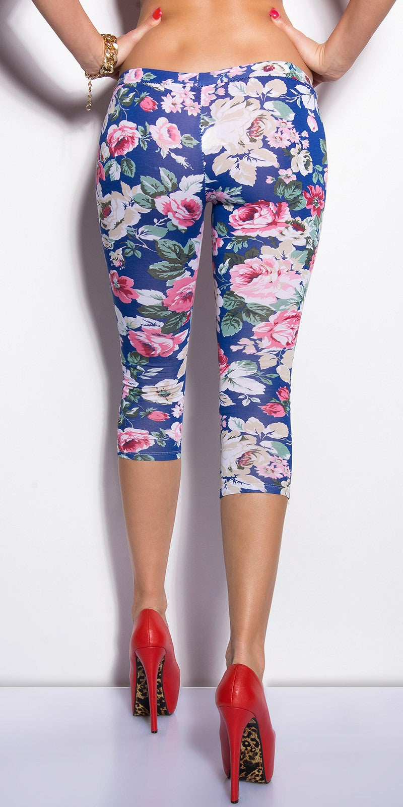 Leggings Capri Floreali in Cotone Elasticizzato Donna
