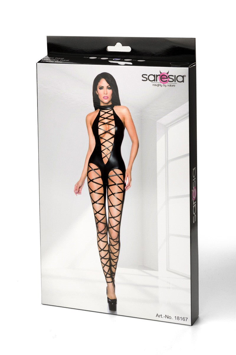 Sexy Tuta nera lucida, Saresia Clubwear