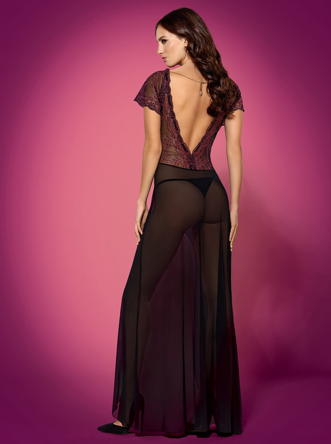 Sexy Abito lungo nero trasparente, Obsessive Lingerie